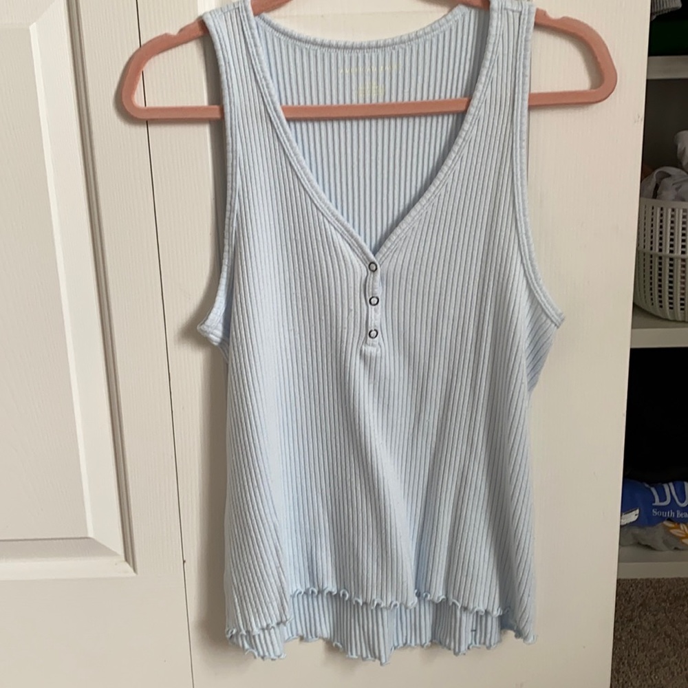 soft ribbed light blue AE tank